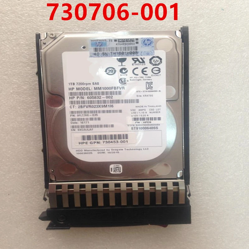 

Original New HDD For HP MSA 2040 1TB 2.5" SAS 6 Gb/S 64MB 7200RPM For Internal HDD For Server HDD For 730706-001 C8S62A