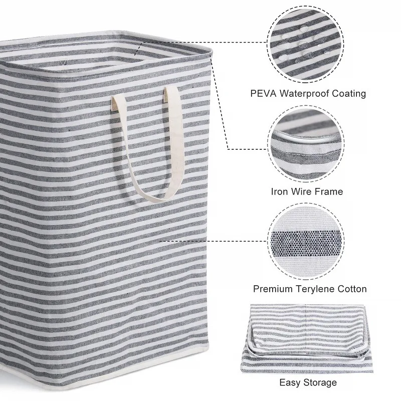 60 cm folding large capacity grey stripe cotton laundry basket handle receive basket waterproof laundry basket
60 cm folding large capacity grey stripe cotton laundry basket handle receive basket waterproof laundry basket