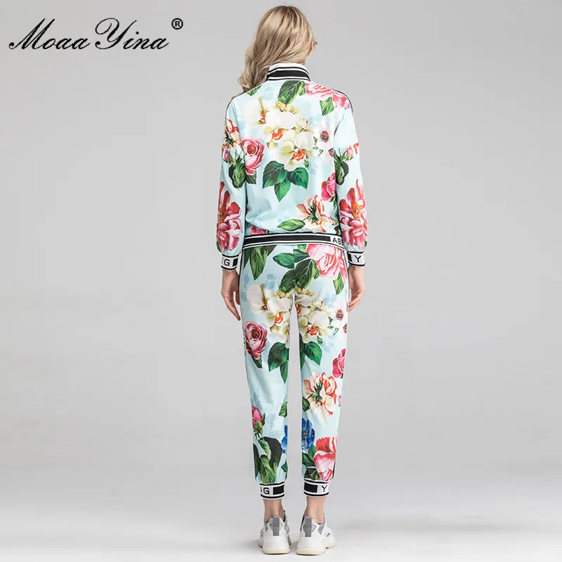 MoaaYina Fashion Designer Suit Autumn Women Stand Collar Long sleeve Floral-Print Tops+Trousers Casual Motion Two-piece set
MoaaYina Fashion Designer Suit Autumn Women Stand Collar Long sleeve Floral-Print Tops+Trousers Casual Motion Two-piece set