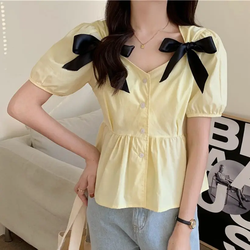 Alien Kitty Bow French Slim Puff Sleeves 2021 Loose Korean Gentle Casual Stylish Women Tops Summer Shirts Chic Lady Blouses
Alien Kitty Bow French Slim Puff Sleeves 2021 Loose Korean Gentle Casual Stylish Women Tops Summer Shirts Chic Lady Blouses