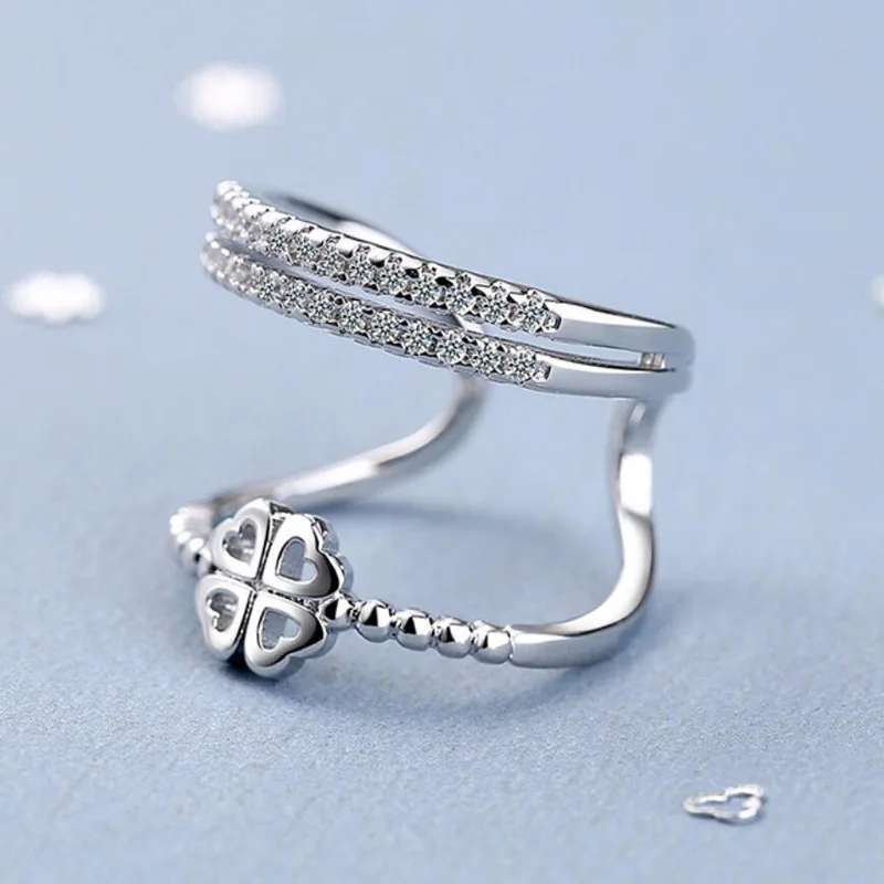 KOFSAC Cute Romantic Four Leaf Clover Ring For Women 925 Sterling Silver Jewelry Chic Zircon Rings Girl Valentine's Day Gifts
KOFSAC Cute Romantic Four Leaf Clover Ring For Women 925 Sterling Silver Jewelry Chic Zircon Rings Girl Valentine's Day Gifts