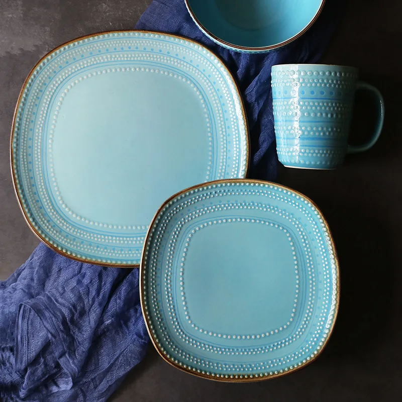 Ceramics Dishes 4 Piece Set European Style Restaurant Home Steak Plate Salad Bowl Creative Relief Ceramic Green Tableware
Ceramics Dishes 4 Piece Set European Style Restaurant Home Steak Plate Salad Bowl Creative Relief Ceramic Green Tableware