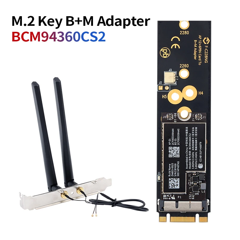 1200Mbps BCM94360CS2 WiFi Card Desktop Kit to M.2 NGFF Key M Adapter For Hackintosh MacOS Wireless Bluetooth 4.0 802.11ac MD711
1200Mbps BCM94360CS2 WiFi Card Desktop Kit to M.2 NGFF Key M Adapter For Hackintosh MacOS Wireless Bluetooth 4.0 802.11ac MD711
