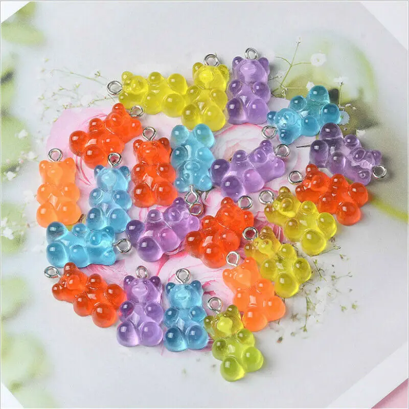 50Pcs 21mm*11mm Bear Charms Resin Cabochons Glitter Gummy Candy Necklace Keychain Pendant DIY Making Accessories
50Pcs 21mm*11mm Bear Charms Resin Cabochons Glitter Gummy Candy Necklace Keychain Pendant DIY Making Accessories