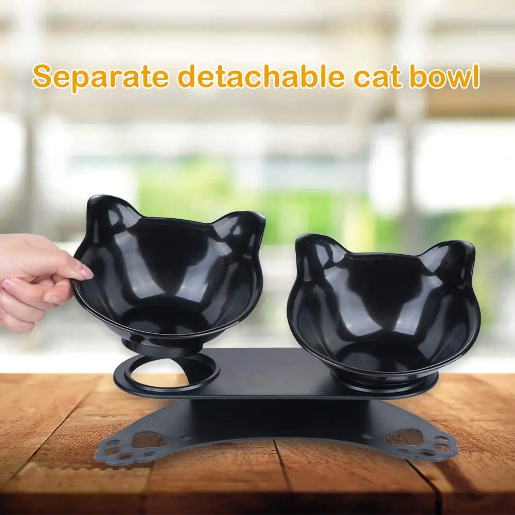 Двойная миска для кошки с подставкой, нескользящая защита шеи, инструмент для разборки и кормления с научной перспективой 
Двойная миска для кошки с подставкой, нескользящая защита шеи, инструмент для разборки и кормления с научной перспективой