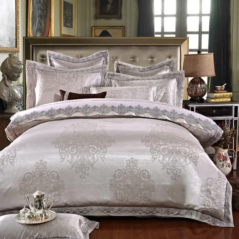 IvaRose Luxury jacquard silk bed linen grey silver gold satin bedding set/bedspread queen king size duvet cover sheet set 4/6pcs
IvaRose Luxury jacquard silk bed linen grey silver gold satin bedding set/bedspread queen king size duvet cover sheet set 4/6pcs