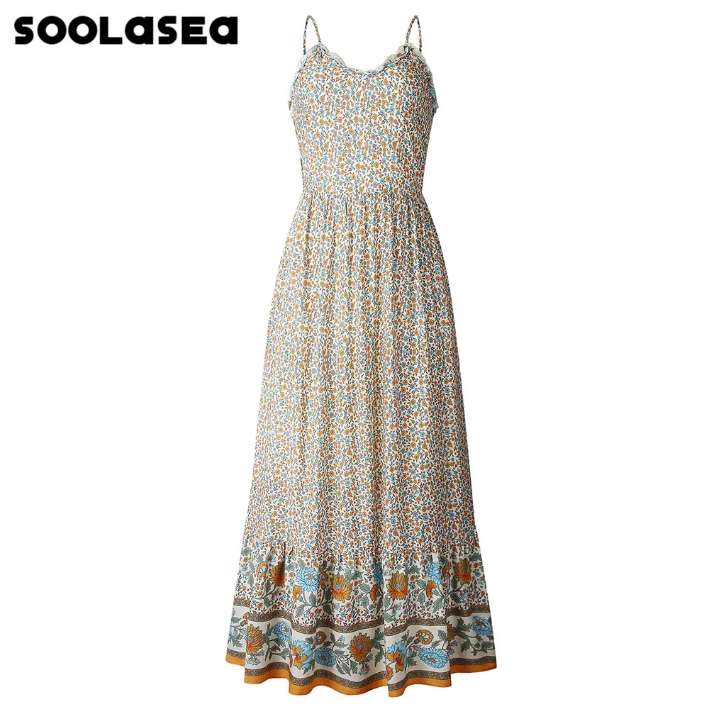 BOHO SOOLASEA Women V Neck Cotton Split Dress Floral Print Long Summer Spaghetti Strap Party Elegant Casual Maxi Dresses Beach
BOHO SOOLASEA Women V Neck Cotton Split Dress Floral Print Long Summer Spaghetti Strap Party Elegant Casual Maxi Dresses Beach