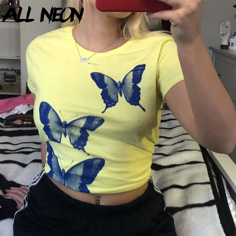 ALLNeon Y2K Aesthetics Pink Butterfly Print T-shirts E-girl Streetwear Harajuku O-neck Short Sleeve Graphic Tees Summer Cute Top
ALLNeon Y2K Aesthetics Pink Butterfly Print T-shirts E-girl Streetwear Harajuku O-neck Short Sleeve Graphic Tees Summer Cute Top