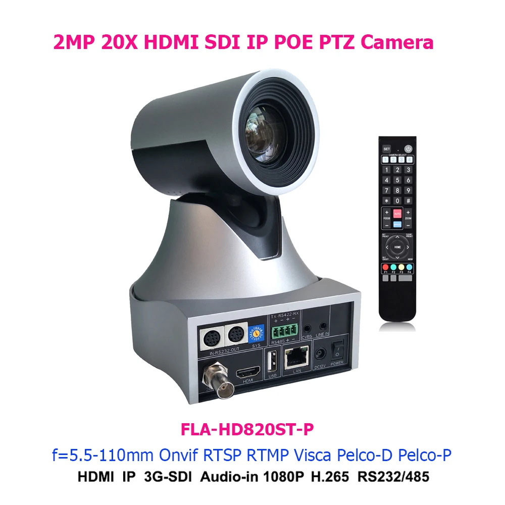 2MP 20x Optical Zoom 1080p60fps HDMI SDI IP POE PTZ Camera for Vmix Broadcasting System 
2MP 20x Optical Zoom 1080p60fps HDMI SDI IP POE PTZ Camera for Vmix Broadcasting System