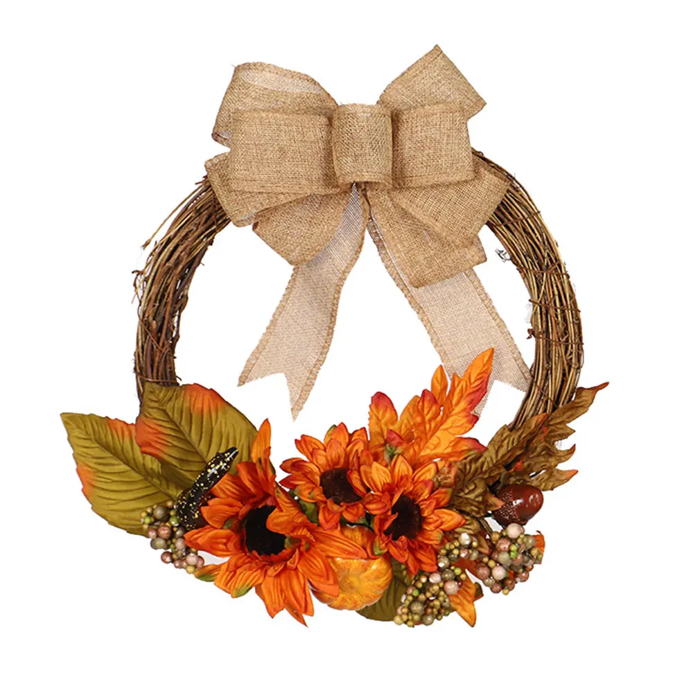 Artificial Rattan Fall Pumpkin Flower Wreath with Maple Leaves Bowknot Halloween Thanksgiving Gifts Home Front Door Decor 
Artificial Rattan Fall Pumpkin Flower Wreath with Maple Leaves Bowknot Halloween Thanksgiving Gifts Home Front Door Decor