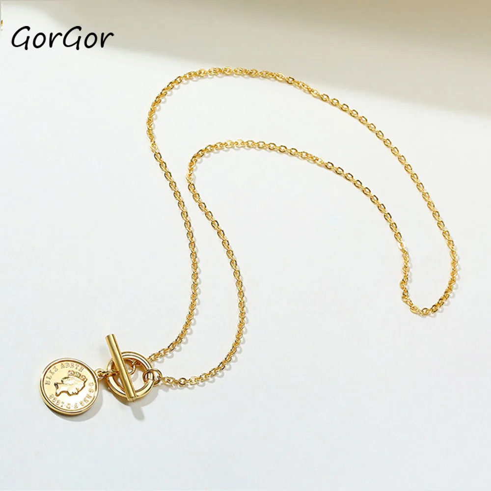 GorGor Fashion Classic Stainless Steel Elizabeth Round Necklace OT Buckle Pendant Gold Ladies Coin Custom Jewelry NC-564
GorGor Fashion Classic Stainless Steel Elizabeth Round Necklace OT Buckle Pendant Gold Ladies Coin Custom Jewelry NC-564