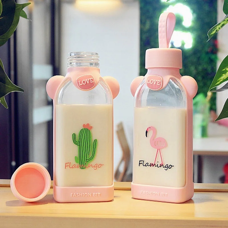 Cartoon Children's Coffee Water Bottle Portable Leak-proof Cup Cute Flamingo Flat Glass Girl Student Soft Girl Pink Trend
Cartoon Children's Coffee Water Bottle Portable Leak-proof Cup Cute Flamingo Flat Glass Girl Student Soft Girl Pink Trend