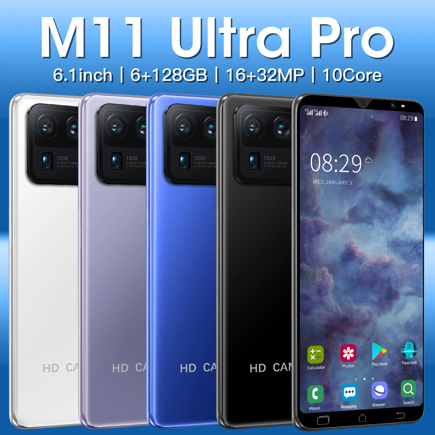 New Mobile Phone M11 Ultra Pro 6.1 inch Global Version 4800 Battery 16+32MP Camera Smartphones 6G 128GB Unlocked Android Phone
New Mobile Phone M11 Ultra Pro 6.1 inch Global Version 4800 Battery 16+32MP Camera Smartphones 6G 128GB Unlocked Android Phone