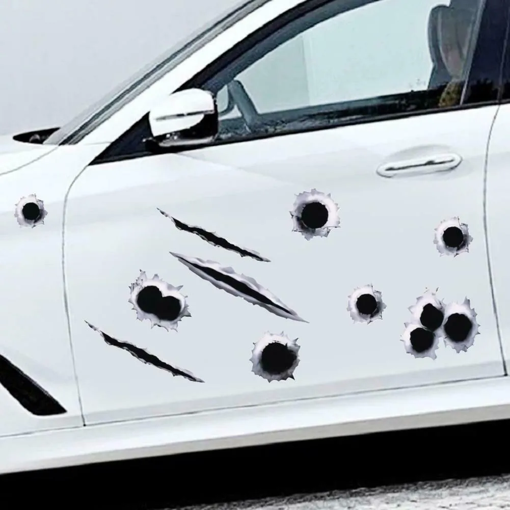 1 Set Car Stickers 3D Bullet Hole Auto Motorcycle Scratch Realistic Funny PVC Decals Universal Auto Exterior Accessories
1 Set Car Stickers 3D Bullet Hole Auto Motorcycle Scratch Realistic Funny PVC Decals Universal Auto Exterior Accessories
