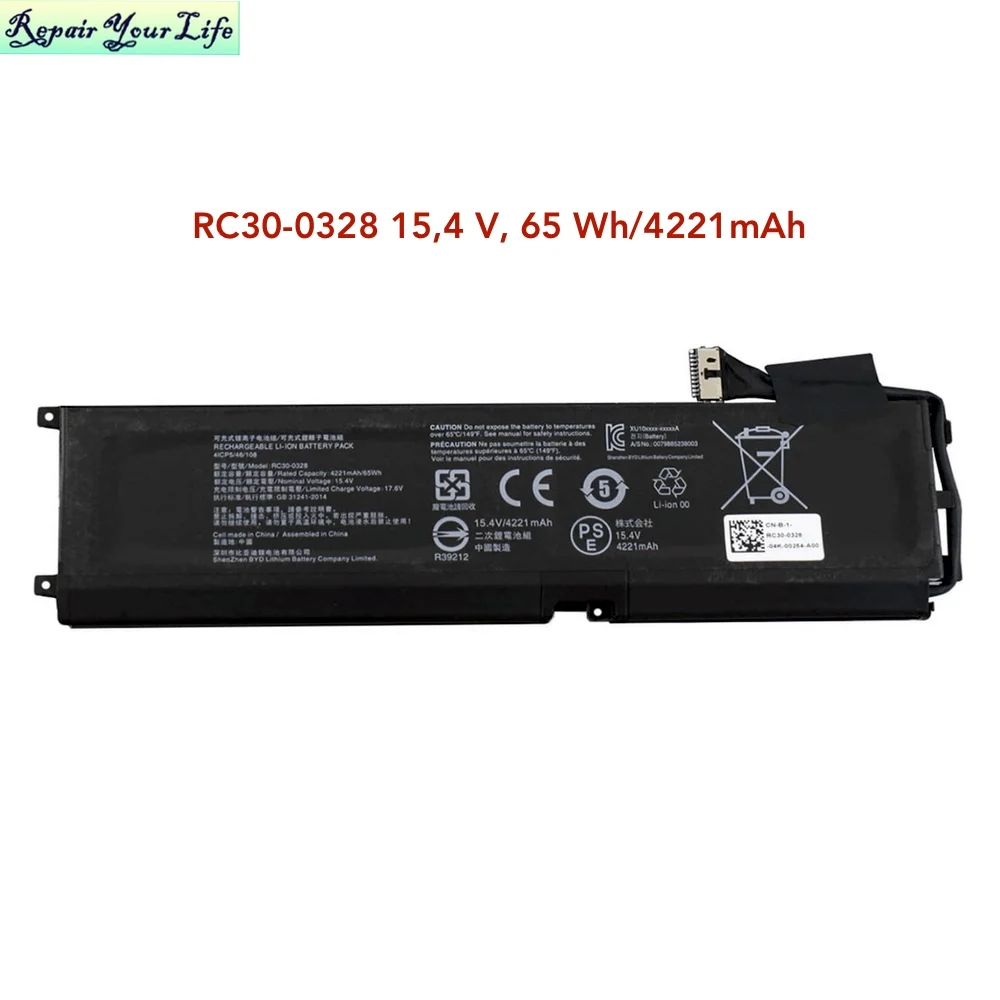 15.4V 65Wh/4221mAh Laptop battery RC30-0328 For Razer Blade 15 RZ90-0328 RZ09-03304x RZ09-03305x RZ09-0330x 2020 Replace Battery
15.4V 65Wh/4221mAh Laptop battery RC30-0328 For Razer Blade 15 RZ90-0328 RZ09-03304x RZ09-03305x RZ09-0330x 2020 Replace Battery