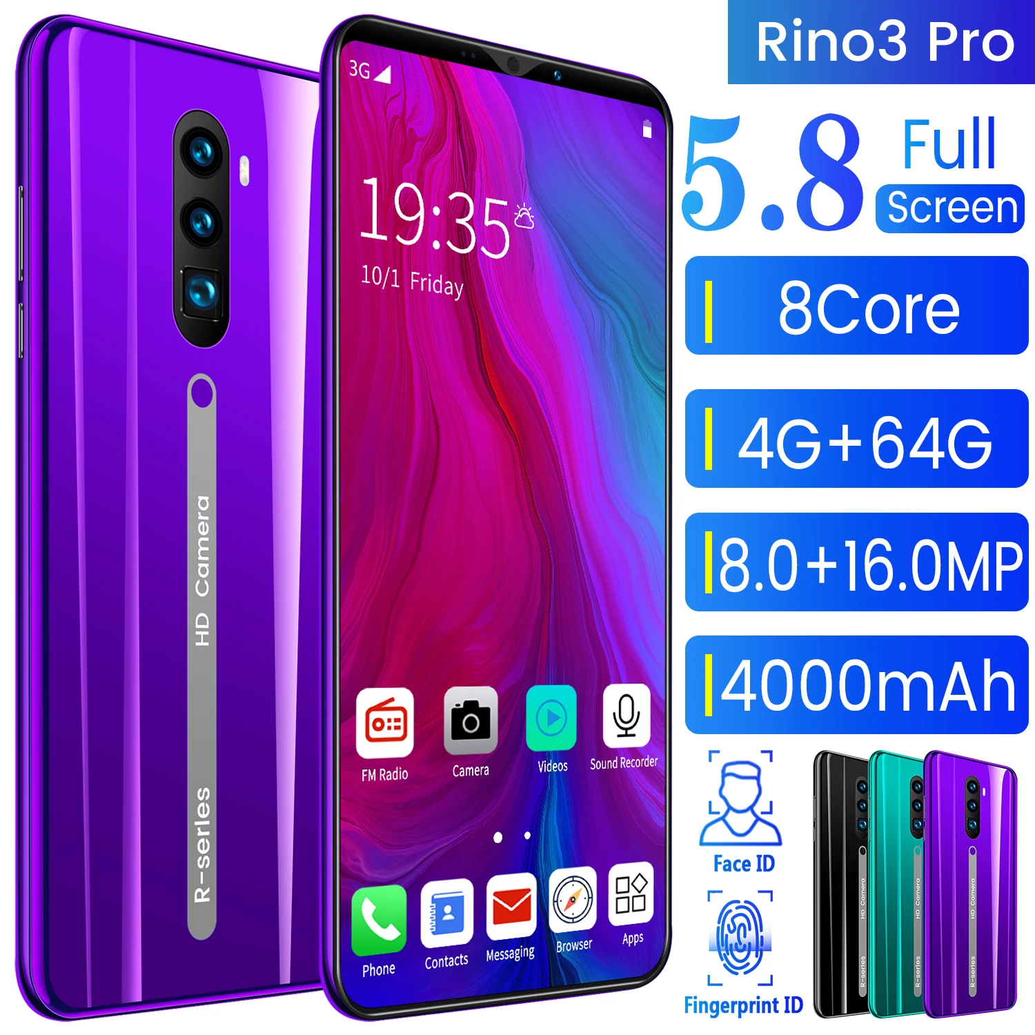 Глобальная версия Rino3 Pro 5 8 смартфон полный Экран Octa Core 4000 мА/ч 4 Гб + 64 аппарат не