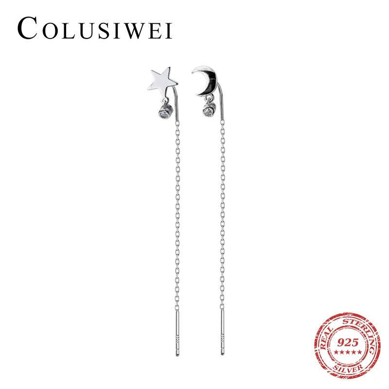 Colusiwei Star and Moon Dangle Earrings for Women Genuine 925 Sterling Silver Long Tassel Chain Fashion Jewelry Brincos Arete
Colusiwei Star and Moon Dangle Earrings for Women Genuine 925 Sterling Silver Long Tassel Chain Fashion Jewelry Brincos Arete