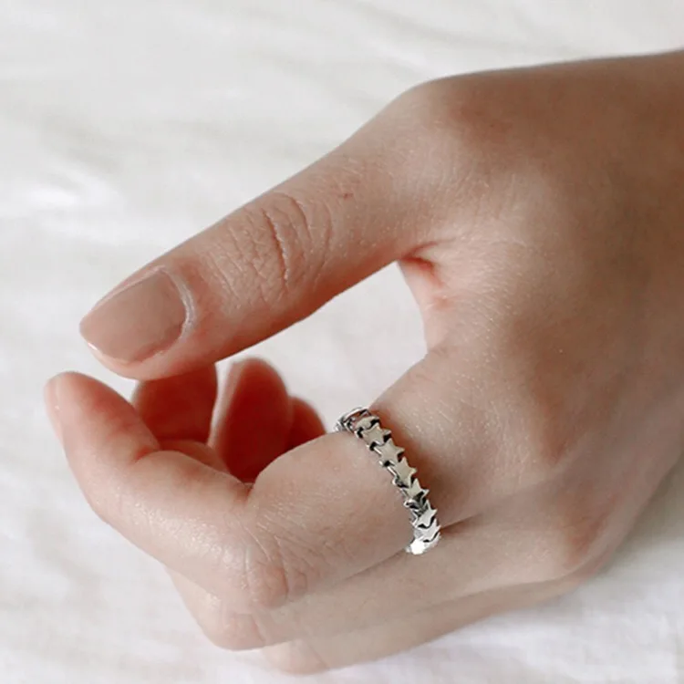 Real 925 Sterling Silver Minimalist Stars Opening Ring For Fashion Women Party Elegant Lines Fine Jewelry Gift
Real 925 Sterling Silver Minimalist Stars Opening Ring For Fashion Women Party Elegant Lines Fine Jewelry Gift