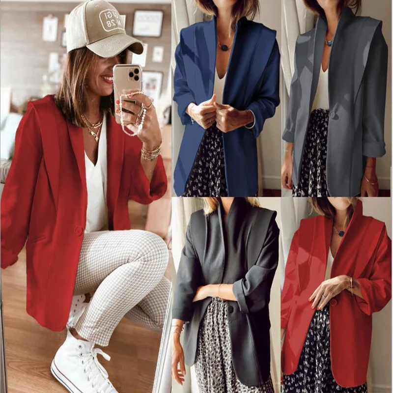 Autumn pure color elegant suit jacket female jacket ladies Korean loose V-neck long-sleeved cardigan
Autumn pure color elegant suit jacket female jacket ladies Korean loose V-neck long-sleeved cardigan