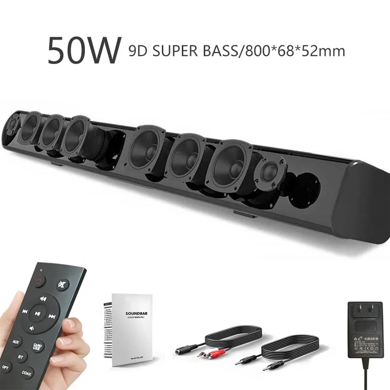 

Беспроводная Bluetooth-Колонка SC18 50 Вт, Hi-Fi стерео-динамик 9D с отличными басами, мощная звуковая панель 50 Вт для домашнего кинотеатра