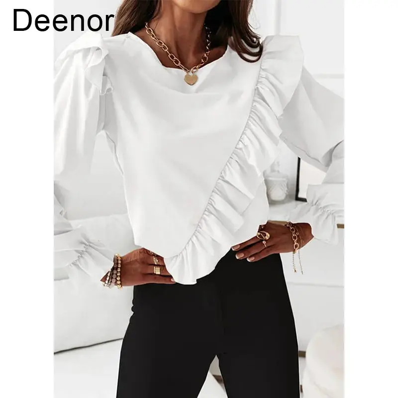 Deenor Ruffles Shirts Women Long Sleeve Elegant Work Flounce Pleated Blouse Female Chiffon Shirt Ladies Chic Tunic Tops
Deenor Ruffles Shirts Women Long Sleeve Elegant Work Flounce Pleated Blouse Female Chiffon Shirt Ladies Chic Tunic Tops