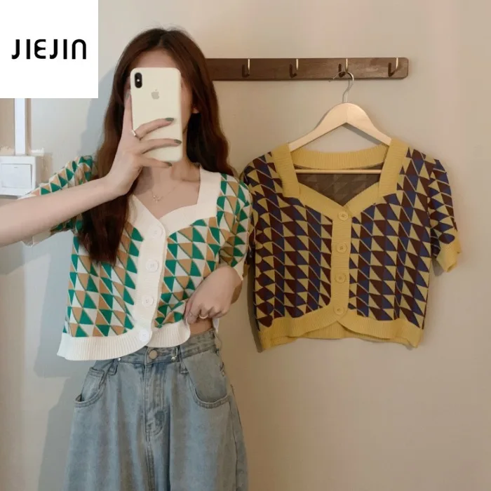 Diamond Lattice Pattern Knitted Cardigan Crop Top Women Korean College White Green 2021 Summer New Sweater Fashion Sweater
Diamond Lattice Pattern Knitted Cardigan Crop Top Women Korean College White Green 2021 Summer New Sweater Fashion Sweater