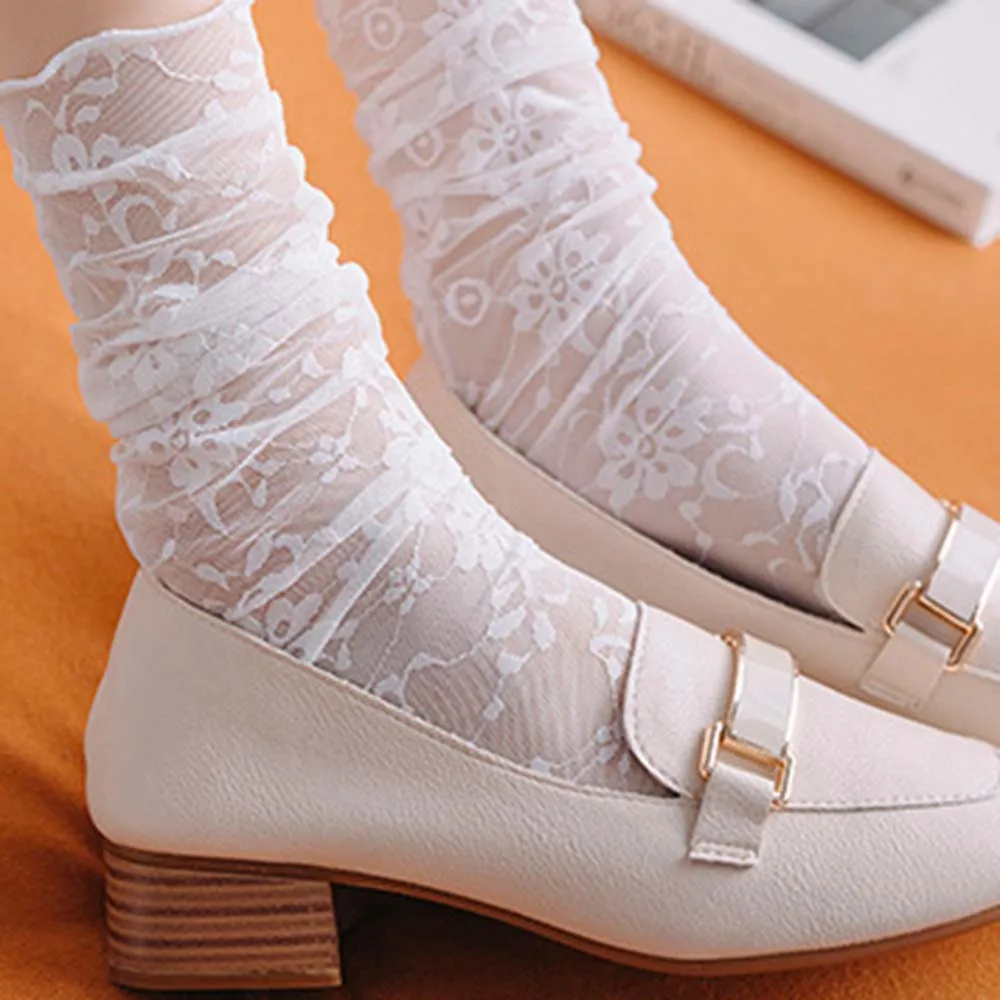 Breathable Thin Lace Accessories Transparent Nylon Flower socks Mesh hosiery Pile socks Ruffle side
Breathable Thin Lace Accessories Transparent Nylon Flower socks Mesh hosiery Pile socks Ruffle side