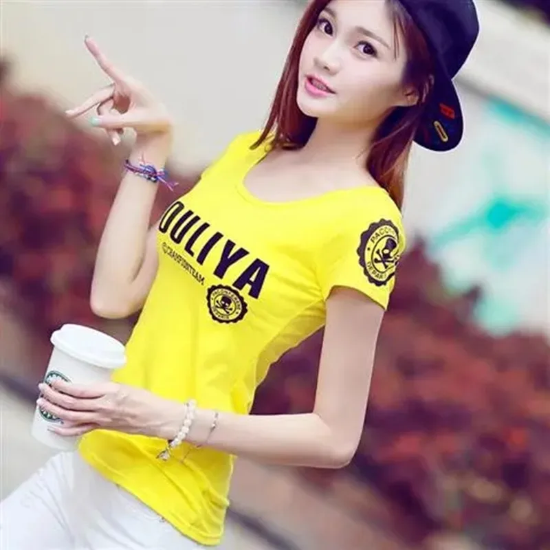 2021 Summer New Fashion All-Match Student Korean Version Was Thin Printed Slim Short-Sleeved T-Shirt Ladies Bottoming Shirt
2021 Summer New Fashion All-Match Student Korean Version Was Thin Printed Slim Short-Sleeved T-Shirt Ladies Bottoming Shirt