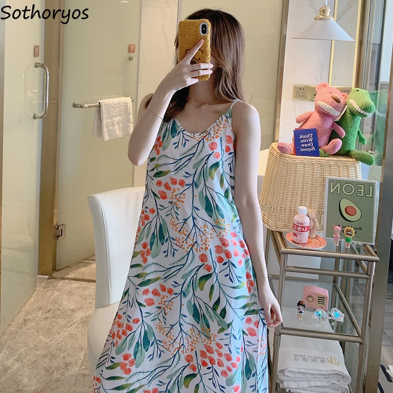 Nightgowns Women Flower Print Sleeveless Summer Loose Womens V-neck Fashion Chic Simple Homewear Nightwear Ulzzang Backless New
Nightgowns Women Flower Print Sleeveless Summer Loose Womens V-neck Fashion Chic Simple Homewear Nightwear Ulzzang Backless New