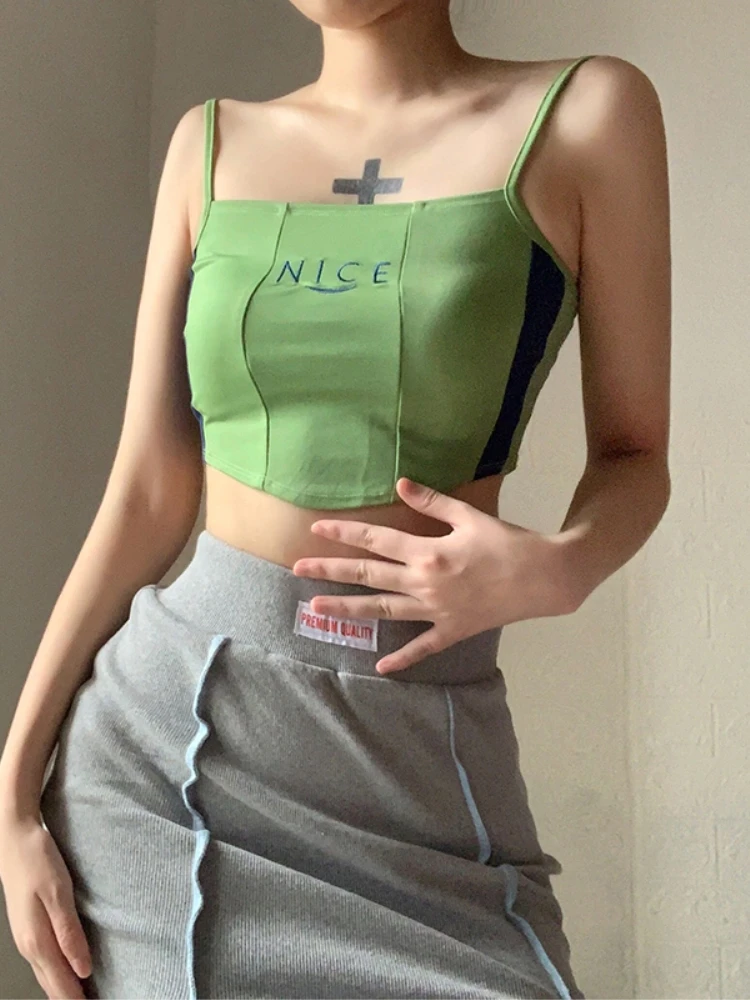 top mujer verano 2021 summer cami womens green crop tops cute letter print spaghetti strap korean tank top sexy streetwear
top mujer verano 2021 summer cami womens green crop tops cute letter print spaghetti strap korean tank top sexy streetwear