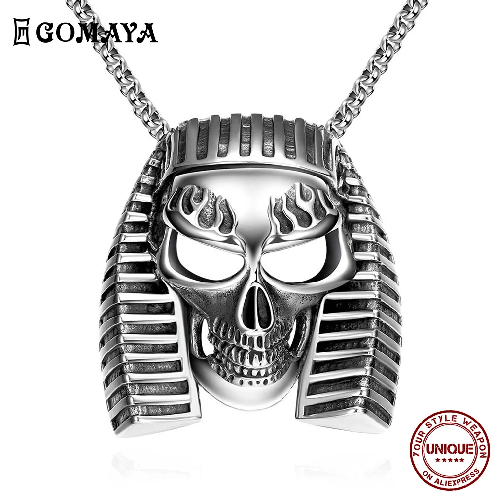 GOMAYA Stainless Steel Necklace For Men Vintage Egyptian Pharaoh Skull Pendant Unisex Jewelry Accessories Party Prom Hot Sale
GOMAYA Stainless Steel Necklace For Men Vintage Egyptian Pharaoh Skull Pendant Unisex Jewelry Accessories Party Prom Hot Sale