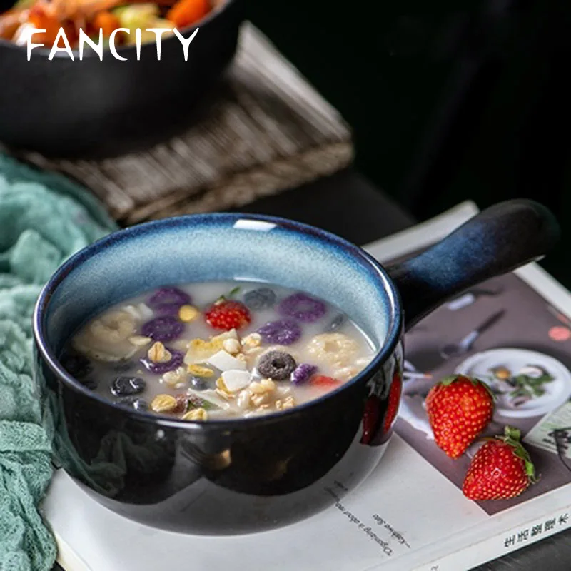 FANCITY Ceramic bowl with handle single Japanese style simple and creative personality single handle microwave oven baked rice
FANCITY Ceramic bowl with handle single Japanese style simple and creative personality single handle microwave oven baked rice