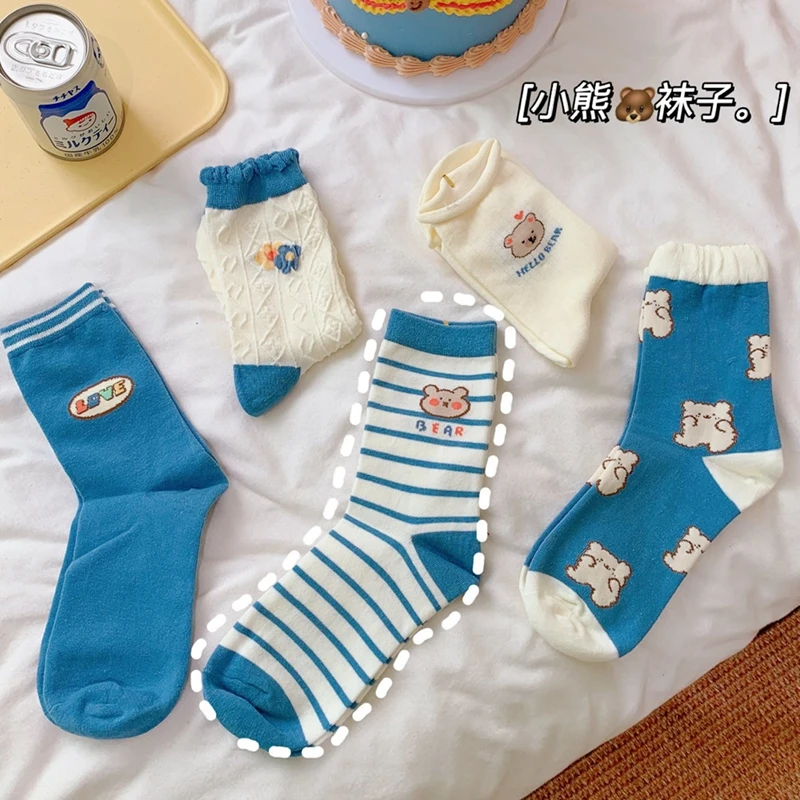 Blue Bear Series Cartoon Women's Cotton Socks Cute Bear Lovely Animal Pattern Girl Sock Autumn Winter Cotton Female Socks Supply
Blue Bear Series Cartoon Women's Cotton Socks Cute Bear Lovely Animal Pattern Girl Sock Autumn Winter Cotton Female Socks Supply