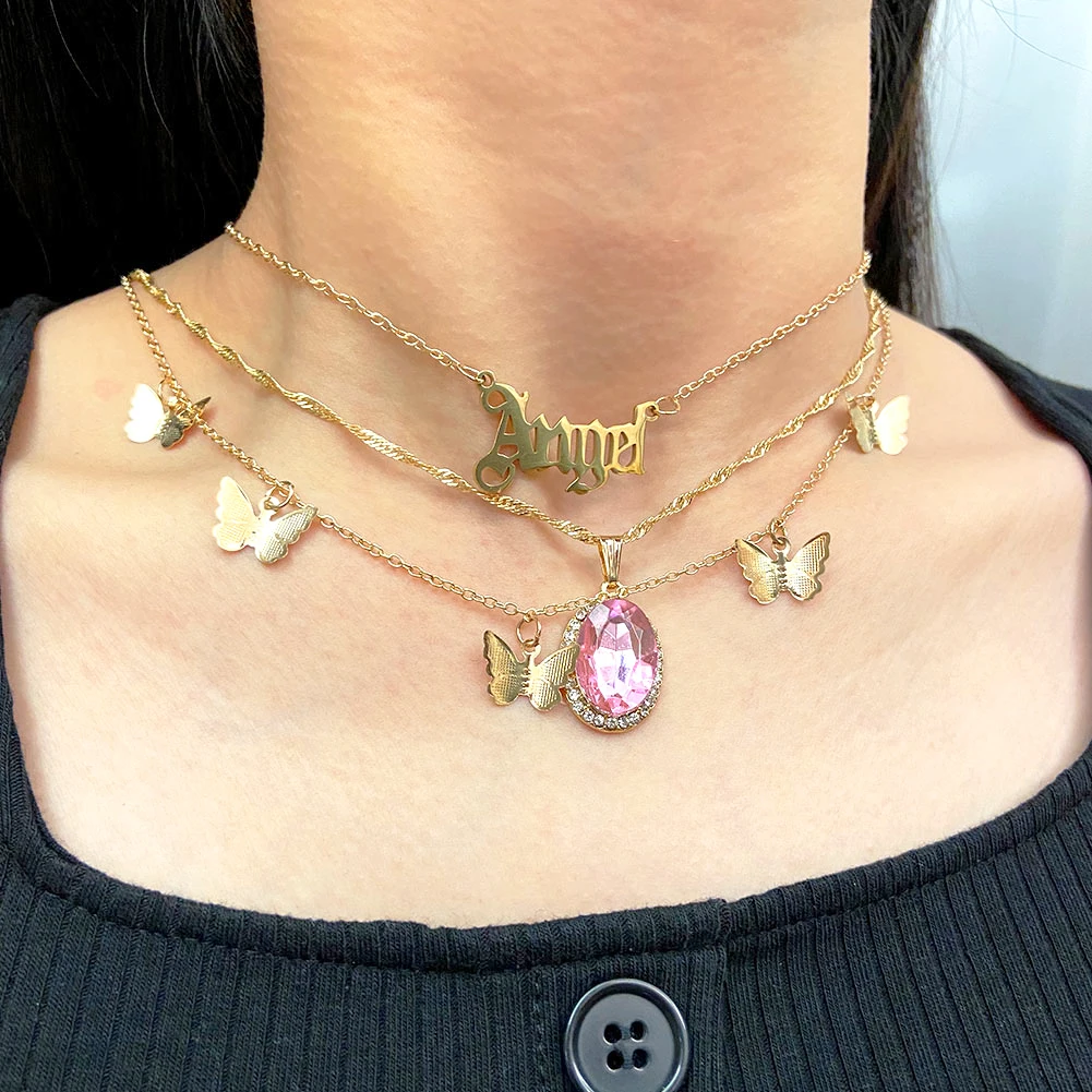 Fashion Multilayer Geometry Crystal Cute Butterfly Pendant Necklace For Women Punk Angel Letter Choker Necklaces Trendy Jewelry
Fashion Multilayer Geometry Crystal Cute Butterfly Pendant Necklace For Women Punk Angel Letter Choker Necklaces Trendy Jewelry