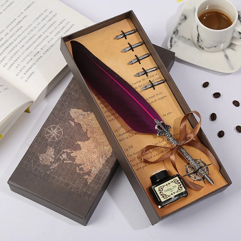 Vintage Calligraphy Pen Feather Dip Fountain Pen Sets Ink Stationery Quill Creative Retro Writting Pen School Office Supplies
Vintage Calligraphy Pen Feather Dip Fountain Pen Sets Ink Stationery Quill Creative Retro Writting Pen School Office Supplies