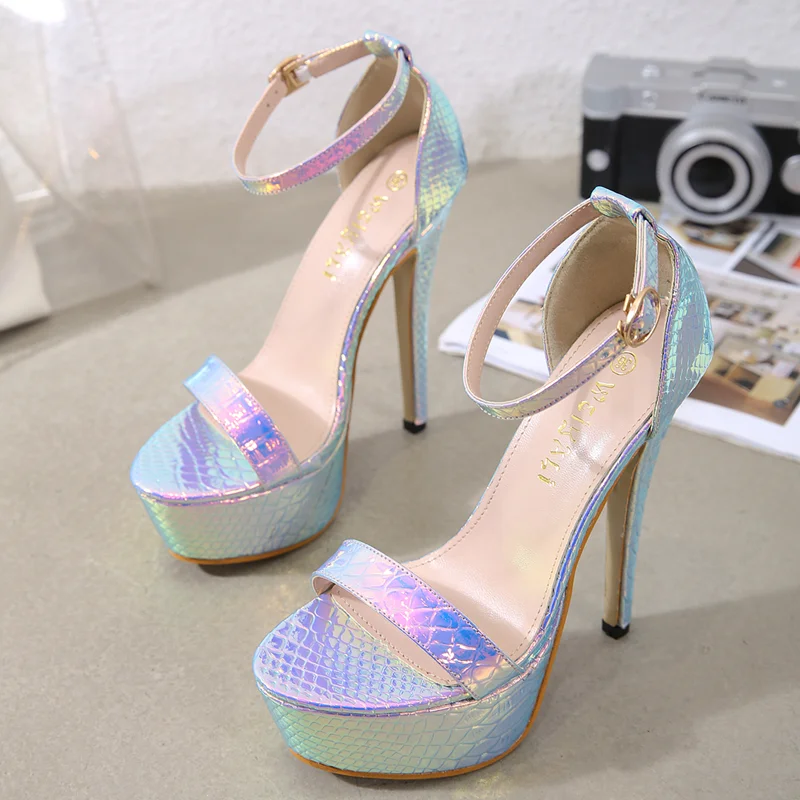 New summer sexy female high heel platform sandals snake pattern elegant fashion gradient color 14.5CM model nightclub sandals
New summer sexy female high heel platform sandals snake pattern elegant fashion gradient color 14.5CM model nightclub sandals