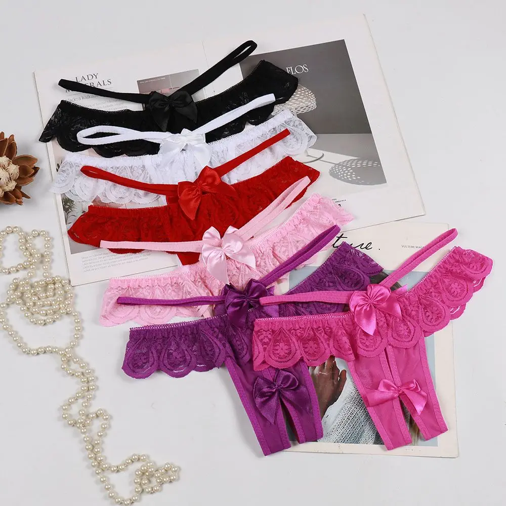 Sexy Lace Side Bow Panties for Women Thong Open Crotch Briefs Hollow Transparent Temptation Low Waist Panties Hot
Sexy Lace Side Bow Panties for Women Thong Open Crotch Briefs Hollow Transparent Temptation Low Waist Panties Hot