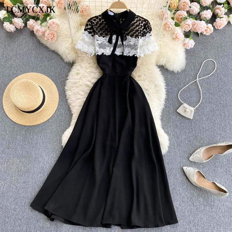 Summer Birthday Dress For Women 2021 Perspective Lace Contrast Stitching Korean Fashion Short Sleeve Black Dress Robe Sexy Femme
Summer Birthday Dress For Women 2021 Perspective Lace Contrast Stitching Korean Fashion Short Sleeve Black Dress Robe Sexy Femme