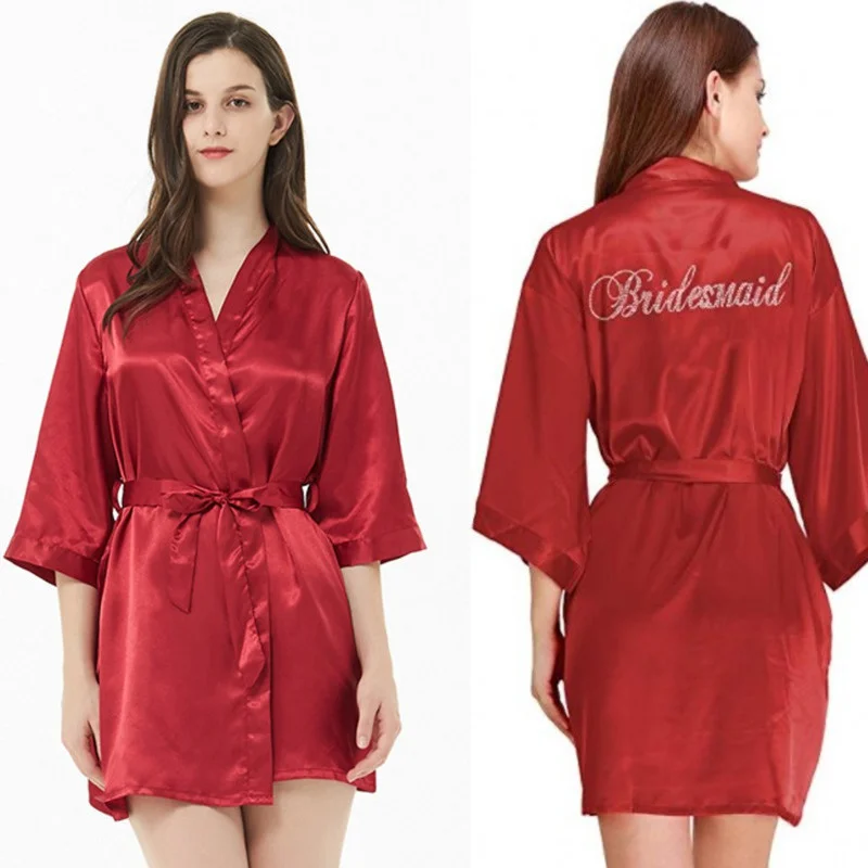 Solid Color Hot Drilling Bridesmaid Morning Robe Bridesmaid Makeup Robe Nightgown Pajamas Lady Imitation Silk Cardigan
Solid Color Hot Drilling Bridesmaid Morning Robe Bridesmaid Makeup Robe Nightgown Pajamas Lady Imitation Silk Cardigan