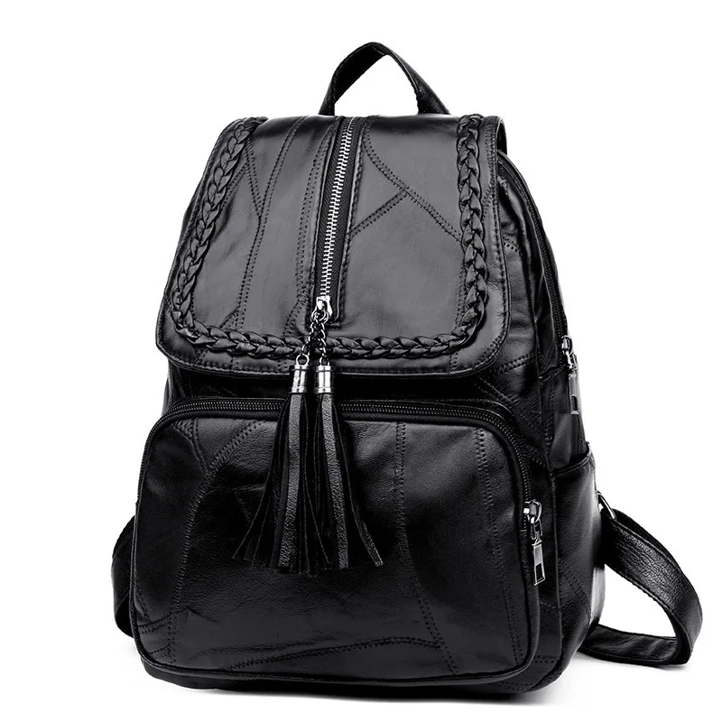 Bag Woman 2020 New Double Shoulder Bag Splicing Washing Backpack Fashion Soft Leather Large Capacity Mother Bag
Bag Woman 2020 New Double Shoulder Bag Splicing Washing Backpack Fashion Soft Leather Large Capacity Mother Bag