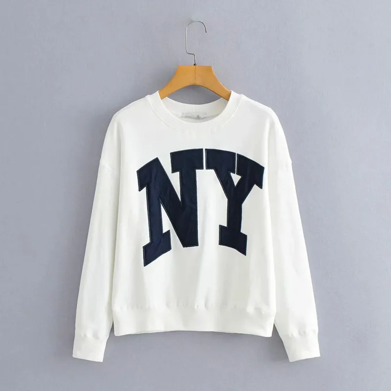 ZA 2021 summer new women's clothing fashion all-match round neck casual letter printing school team style sweater for women
ZA 2021 summer new women's clothing fashion all-match round neck casual letter printing school team style sweater for women
