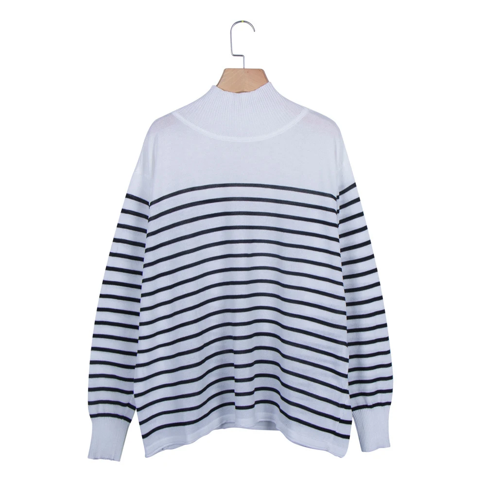 Autumn Winter Black Striped Sweater Women Knitted Pullover Long Sleeves Femme Jumper Thin Black White Woman Clothes
Autumn Winter Black Striped Sweater Women Knitted Pullover Long Sleeves Femme Jumper Thin Black White Woman Clothes