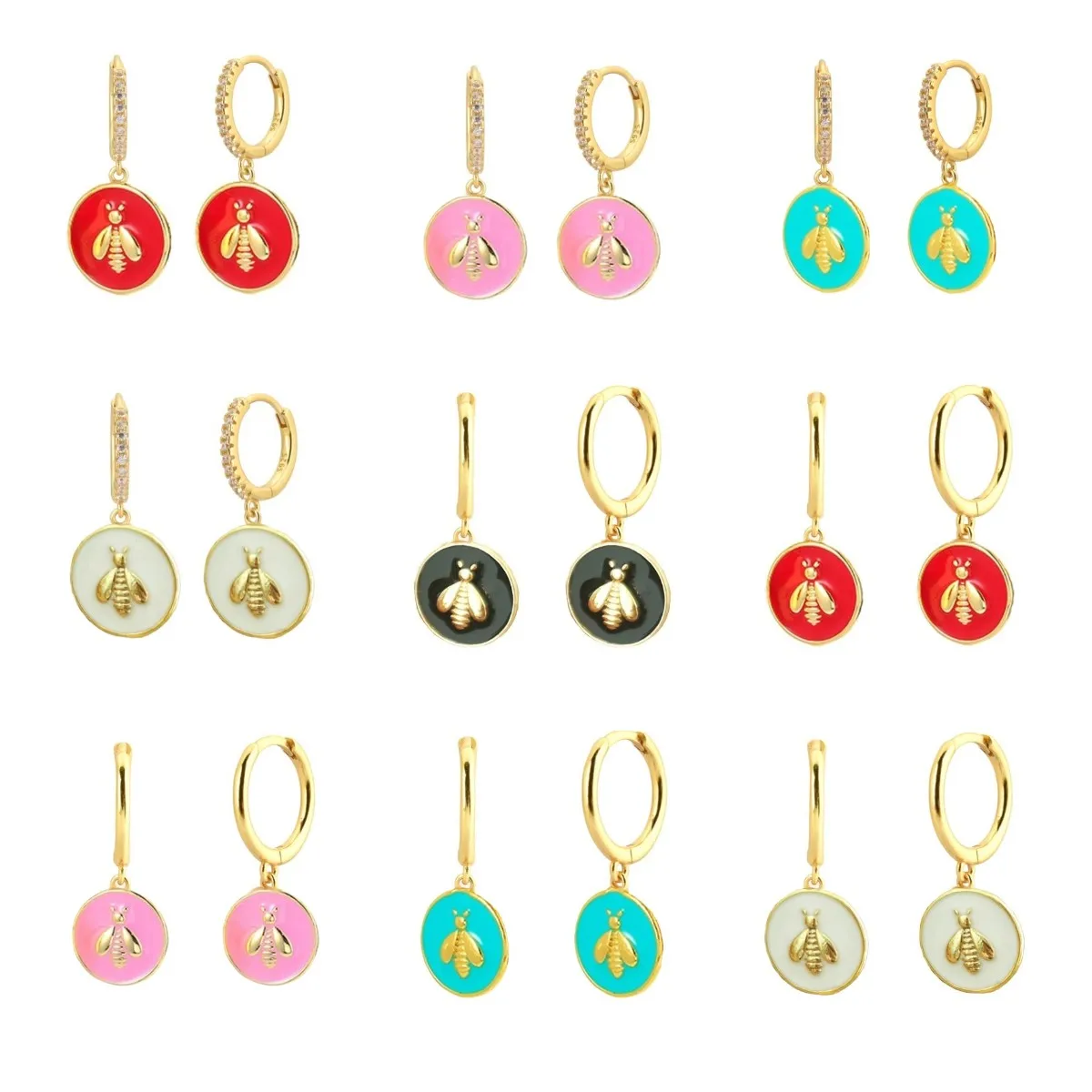 Exquisite Bee Colorful Enamel Round Pendant Drop Earrings for Women Piercing Huggie Dangle Earings Girl Gifts Fashion Jewelry
Exquisite Bee Colorful Enamel Round Pendant Drop Earrings for Women Piercing Huggie Dangle Earings Girl Gifts Fashion Jewelry