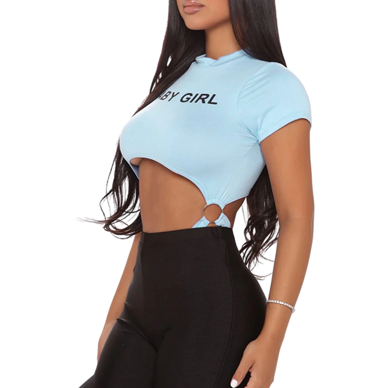 Women Sexy Cut Out Bodysuits, Mock Neck Short Sleeve Letter Printed Lingerie Rompers Tops
Women Sexy Cut Out Bodysuits, Mock Neck Short Sleeve Letter Printed Lingerie Rompers Tops