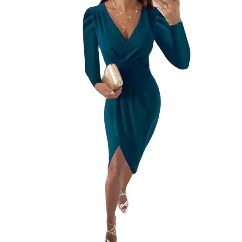 2021 Autumn Winter Long-Sleeve V-Neck Waist Bag Hip Fold Dress Women Clothing Fashion Sexy Slim New Irregular Mid Dress Vestidos
2021 Autumn Winter Long-Sleeve V-Neck Waist Bag Hip Fold Dress Women Clothing Fashion Sexy Slim New Irregular Mid Dress Vestidos