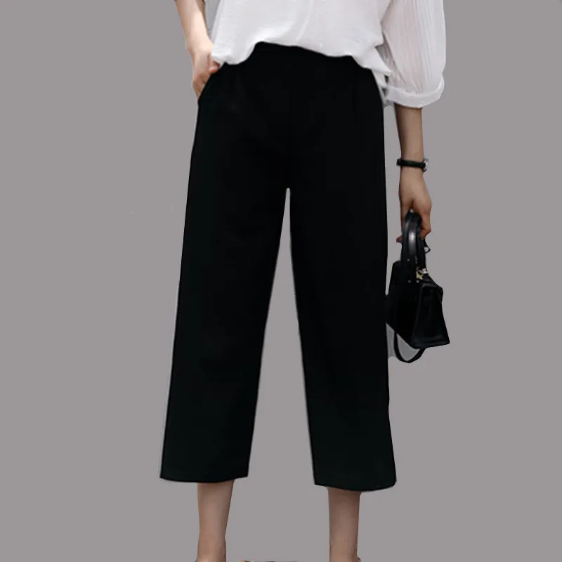 Leisure seven-point trousers women show thin chiffon Korean version of high waist pants size vertical wide leg pants
Leisure seven-point trousers women show thin chiffon Korean version of high waist pants size vertical wide leg pants