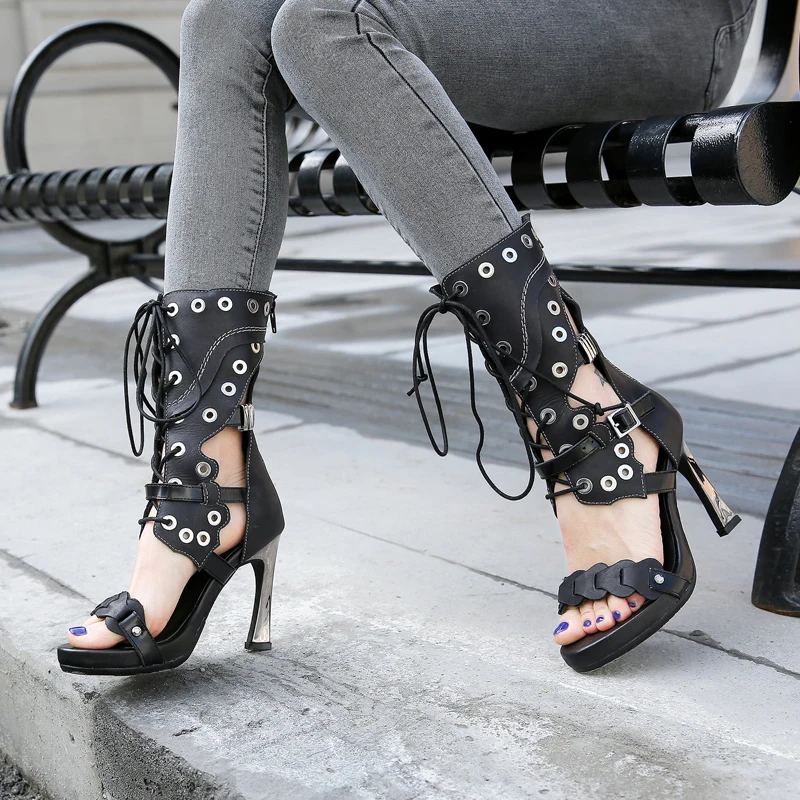Sexy Black Women Gladiator Sandals 10CM High Heel Shoes Woman Genuine Leather Hollow Out Summer Boots Women Platform Pumps
Sexy Black Women Gladiator Sandals 10CM High Heel Shoes Woman Genuine Leather Hollow Out Summer Boots Women Platform Pumps