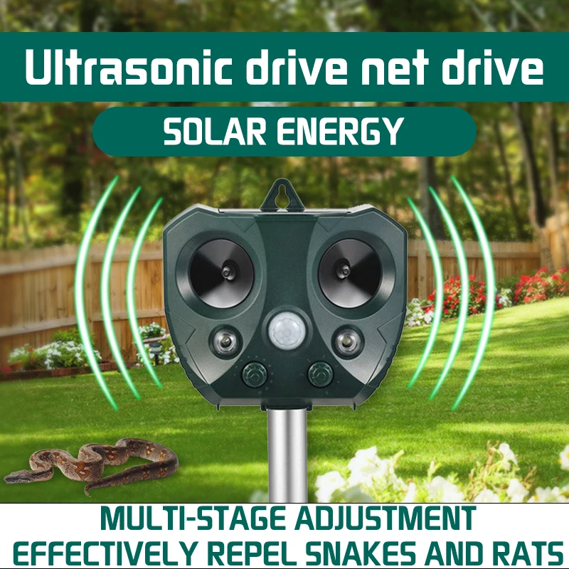 Solar Ultrasonic Bird Dog Snake Repeller Infrared Light Flashing Animal Repeller Pest Control Mole Mosquito Mouse Outdoor Garden
Solar Ultrasonic Bird Dog Snake Repeller Infrared Light Flashing Animal Repeller Pest Control Mole Mosquito Mouse Outdoor Garden