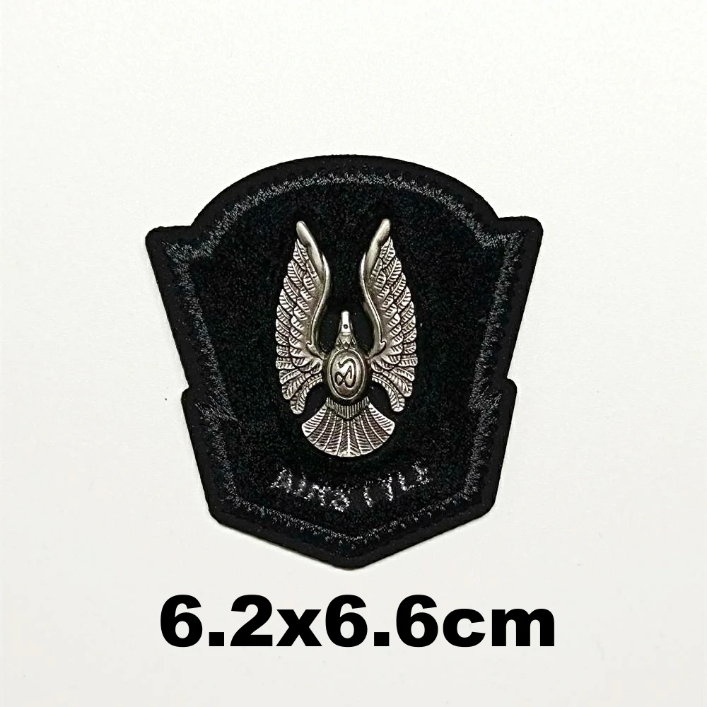 Design iron-on embroidery metal black eagle letter embroideried patches for clothing HE-3213
Design iron-on embroidery metal black eagle letter embroideried patches for clothing HE-3213