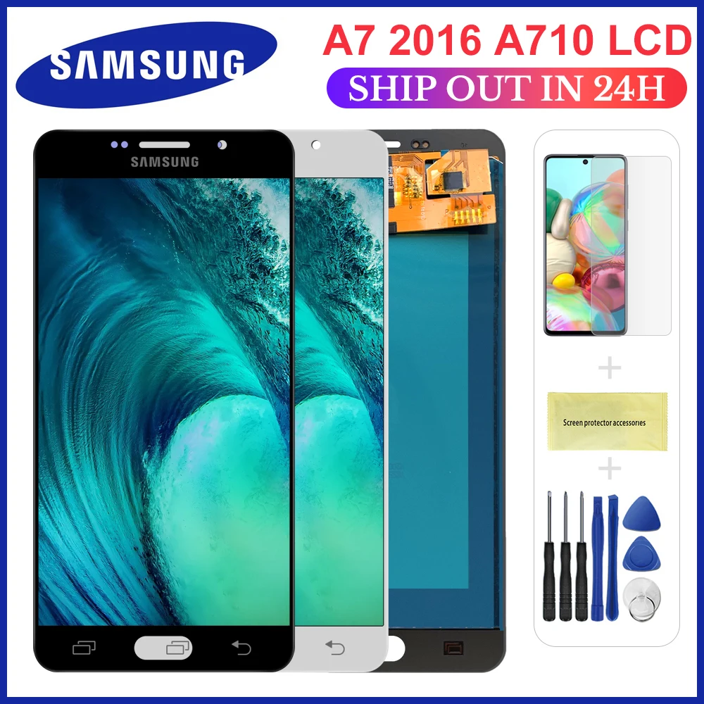 Сменный ЖК дисплей для Samsung Galaxy A7 2016 5 дюйма A710 A710F A710M сенсорный экран с цифровым